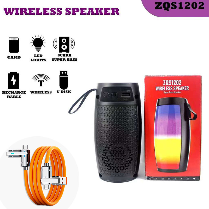 Jual ZQS1202 Portable Bluetooth Speaker RGB LED Lights Wireless Super ...