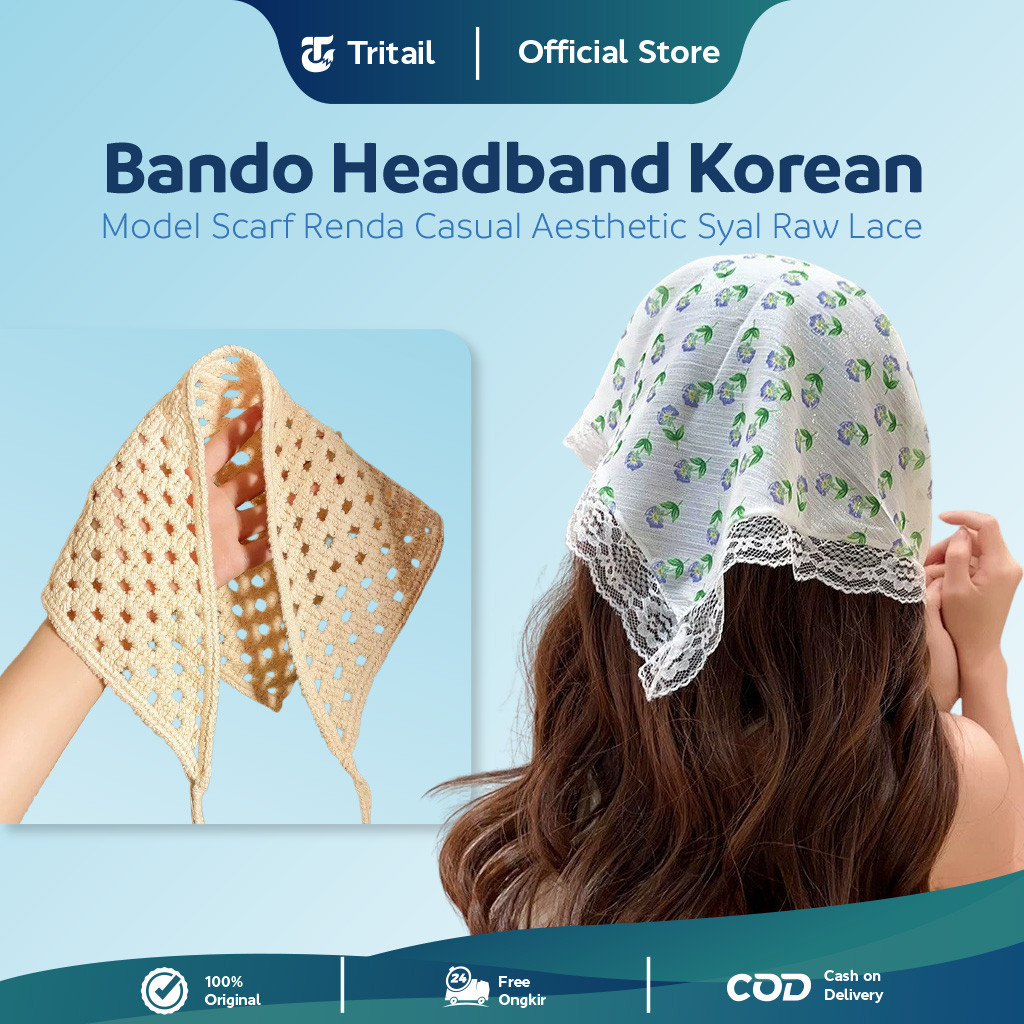 Jual Tritail - Bando Headband Scarf Renda Korean Style Model Casual ...
