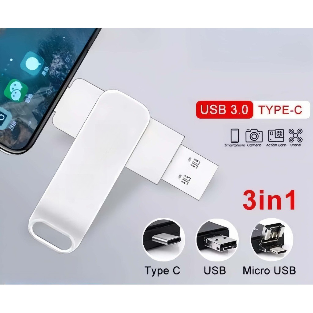 Jual 3 in 1 IOS OTG USB Flash Drive128GB 256GB 1TB 2TB Rotation Pen ...