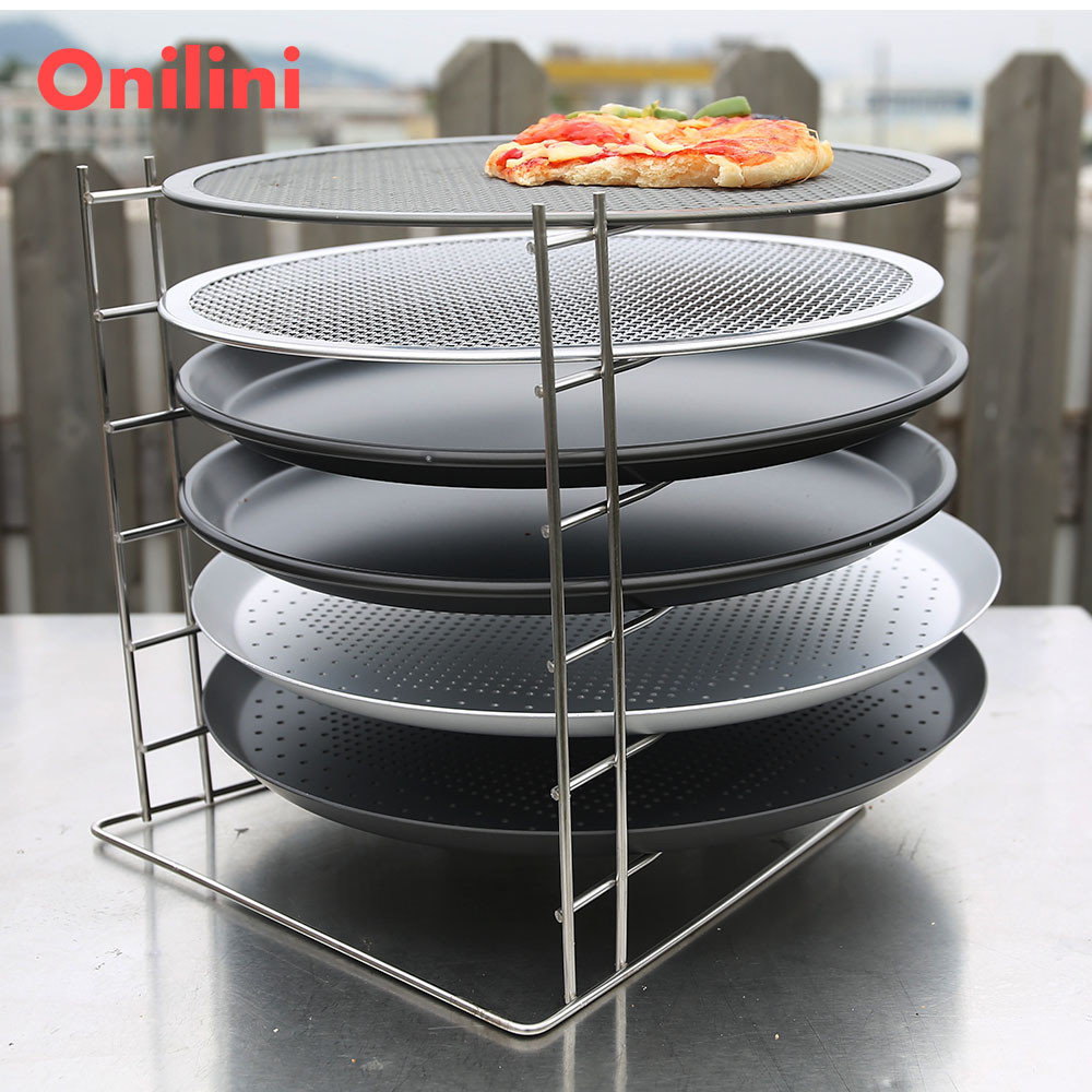 Jual Onilini Pizza Pan Stand 6 Layers Stainless Steel 11 inch Pizza Pan ...
