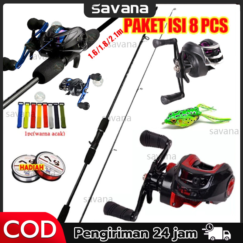 Sougayilang joran pancing 1.8m/2.1m 2 bagian pancing reel 2000 3000 4000 5000 6000 7000 joran spining reel pancing pancing set pancing set lengkapjoran pancing 1 set pancing 1 set 1 set alat pancing