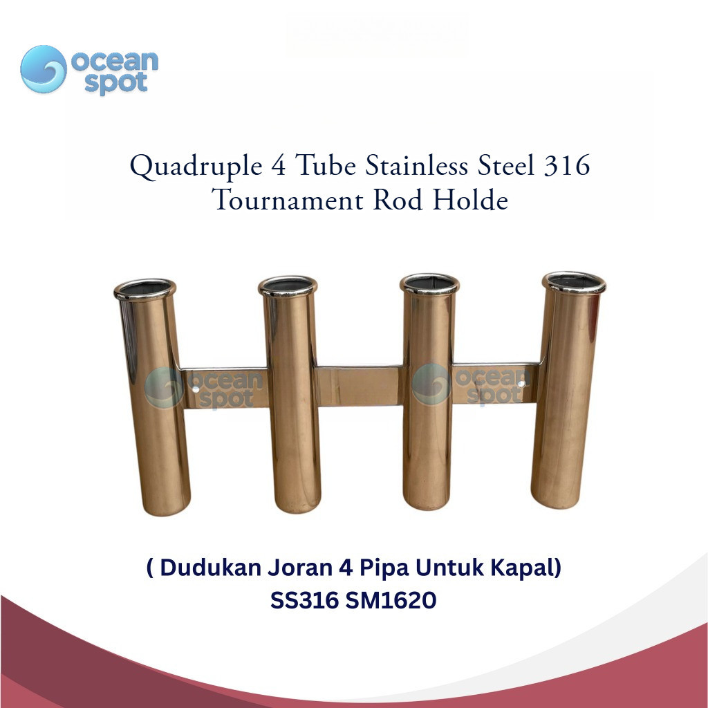 Jual QUADRUPLE 4 Tube Stainless Steel 316 Tournament Rod Holder ...