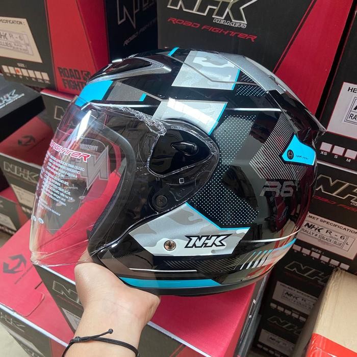 Jual HELM NHK HALF FACE HELM NHK R6 ANEKA MOTIF ELLIES - BLACK BLUE ...