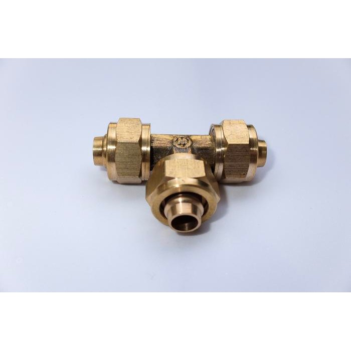 Jual Union Tee 6mm / 1/4 two touch fitting slang festo brass hose ...