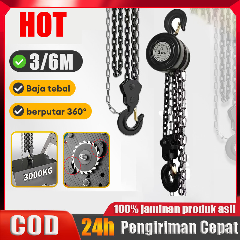 Jual 1t x 3 m /1t x 6m Katrol Kerekan Manual Takel Chain/Chain Block ...