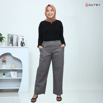 QUTBY Celana Kulot Wanita Korean Long Pants Bahan Tebal Dan Halus