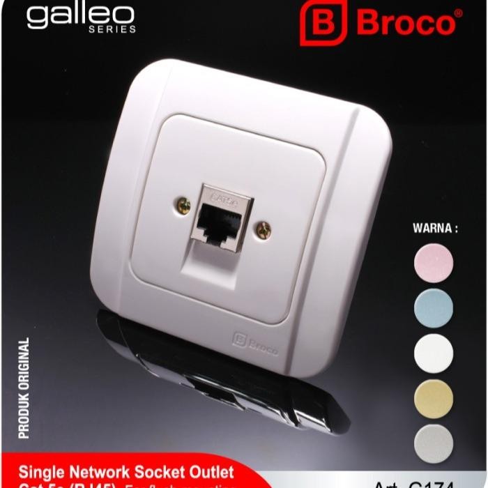 Jual BROCO Stop Kontak Data LAN RJ45 Internet, Single Network Socket ...