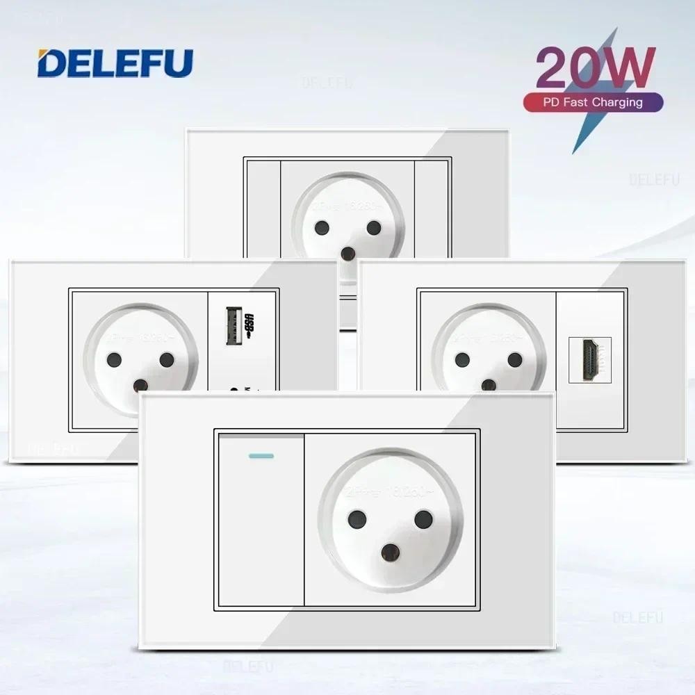Jual DELEFU White Tempered Glass Israel USB Type C Fast Charging Wall ...
