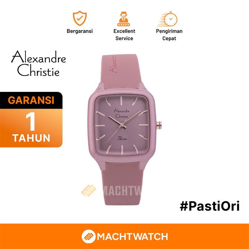 Jam Tangan Wanita Analog Alexandre Christie Passion AC 2A08 LH RRGPN Pink Rubber Strap