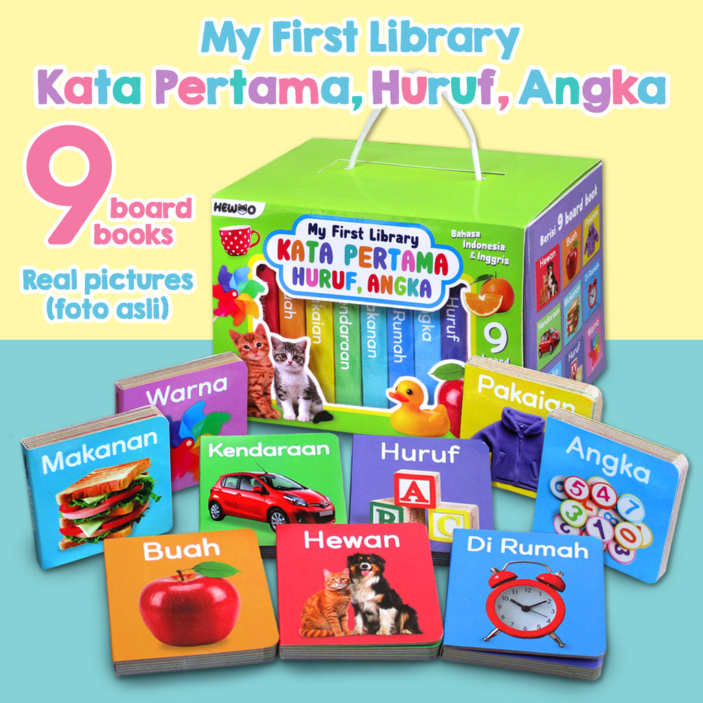 My First Library Kata Pertama, Huruf, Angka (1 box isi 9 board books) - buku edukasi bayi anak