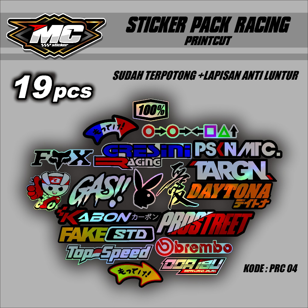 Jual Isi 19 Lembar Sticker Racing Hologram Sticker Pack Sticker Sponsor ...