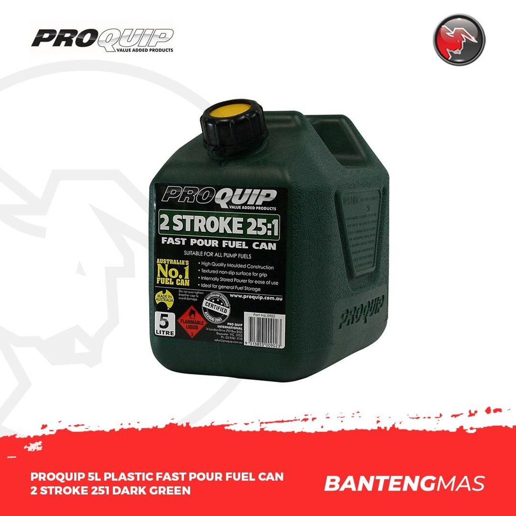 Jual Proquip 5L Plastic Fast Pour Fuel Can – 2 Stroke 25:1 Dark Green ...