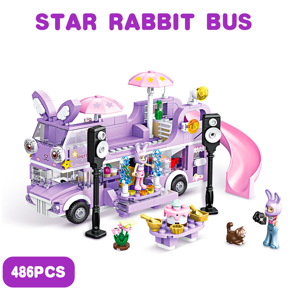 Jual 486PCS Double-Storey Star Rabit Bus Building Blocks Toys STEM Toys ...