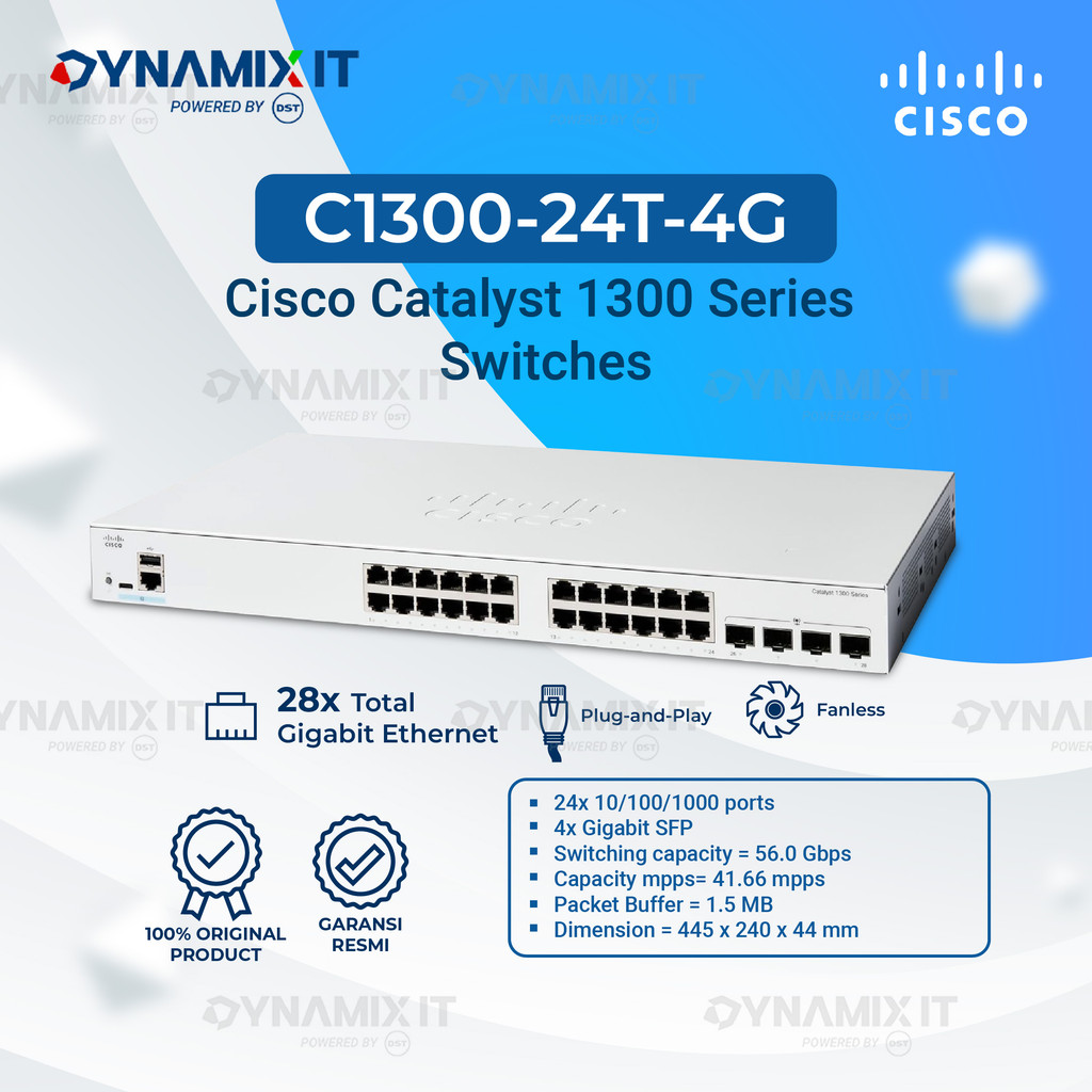 Jual CISCO Catalyst C1300-24T-4G Smart Managed Switch 24-port GE ...