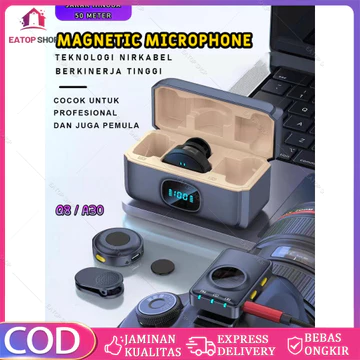D80 Magnetic Wireless Clip On Microphone Dual Lavalier HP Plug Play Lapel Mic With Charging