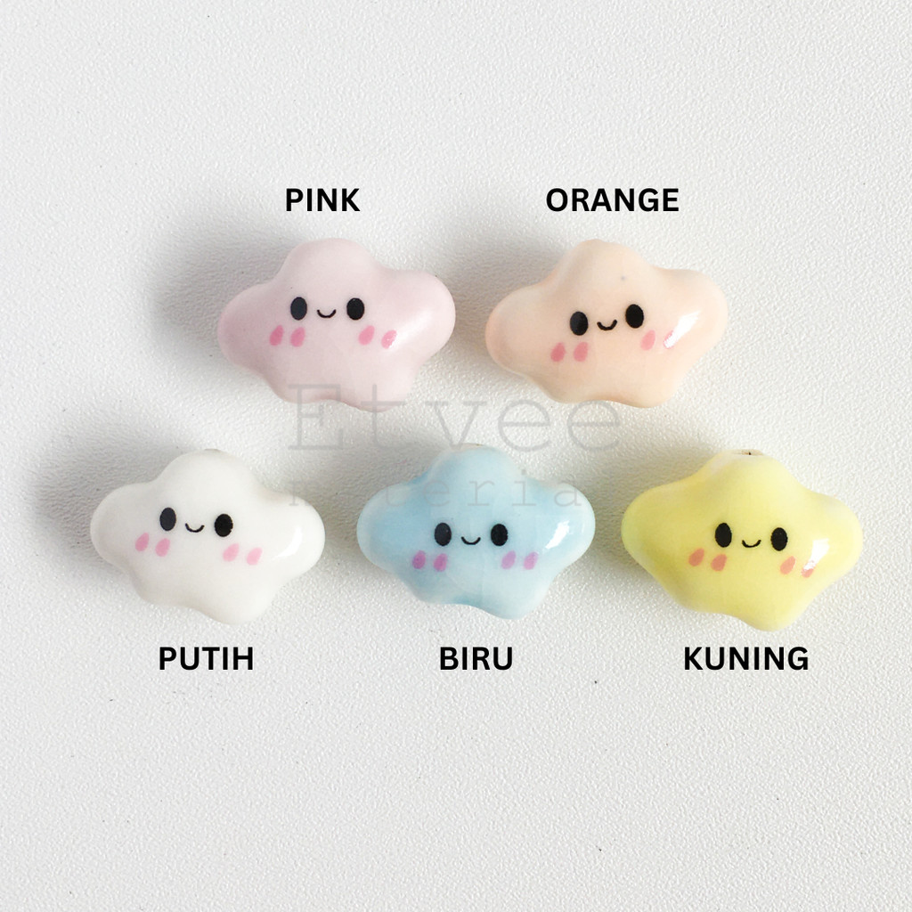 Jual Manik mote keramik bead cloud awan smile pastel | Shopee Indonesia