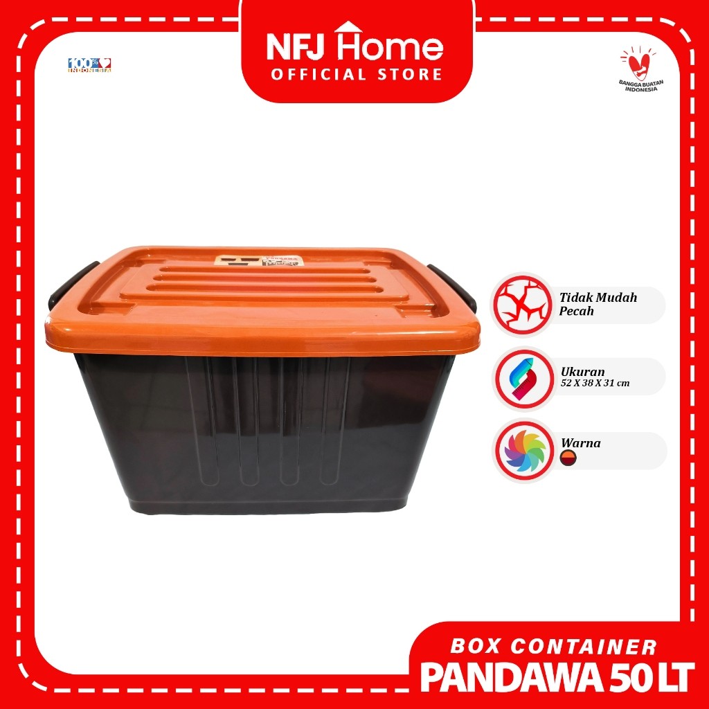 Jual NFJ BOX PANDAWA Coklat 50 Liter BESAR RODA Kontainer Box Plastik ...