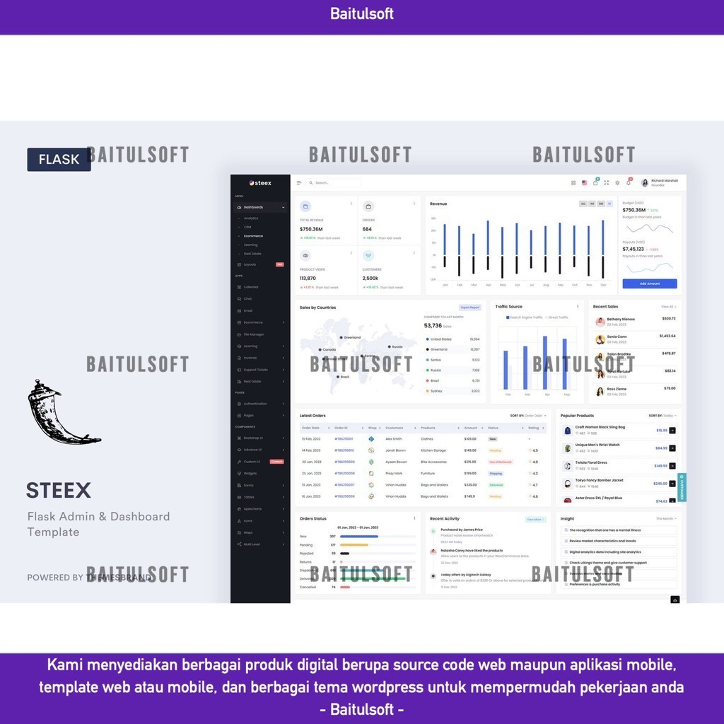 Jual WEB TEMPLATE STEEX - FLASK ADMIN & DASHBOARD TEMPLATE D2325 ...