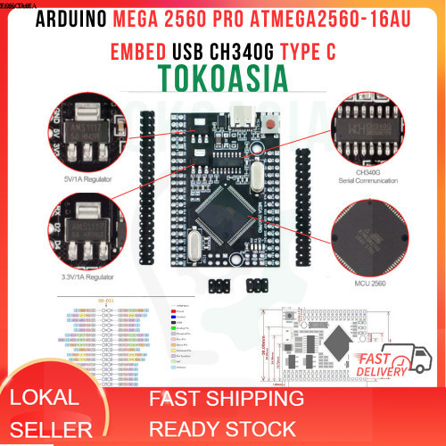 Jual Ardulno Mega 2560 Pro ATmega2560-16AU Embed Atmega USB CH340G ...