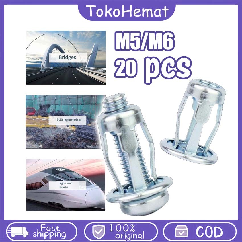 Jual 20PCS Jack Nut M6/M5 Sekrup Jack Nut Rivet Rivet Fiser Mur Baut ...