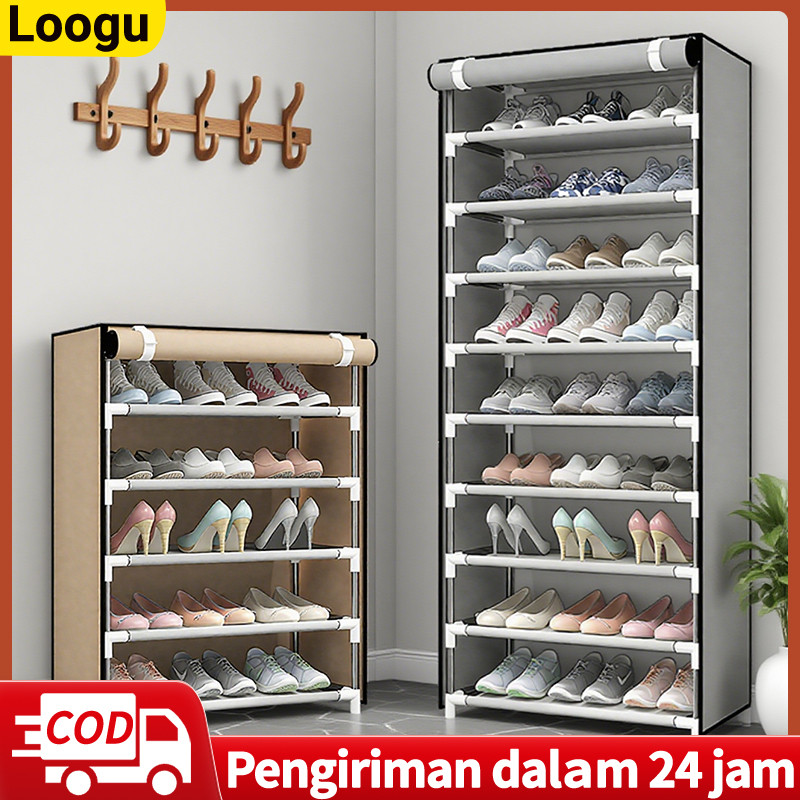 Jual Loogu Lemari Sepatu Kain Anti Debu untuk Ruang Sempit Rak Sepatu ...