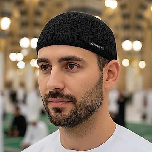 GOOD MADE - Peci Rajut Dewasa Hitam Elegan untuk Haji & Umroh | COD
