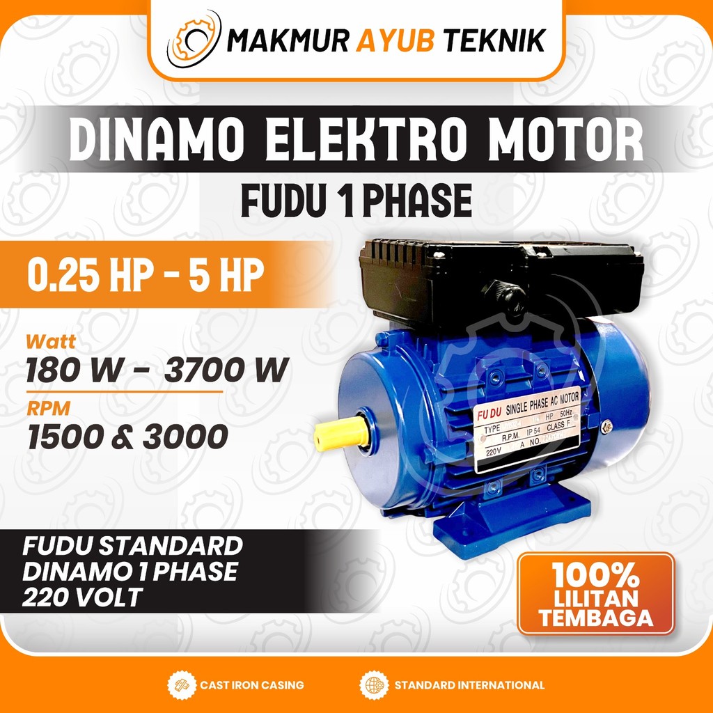 Jual MAT | FUDU Dinamo Elektro Motor 1 Phase 220 V Body Aluminium ...