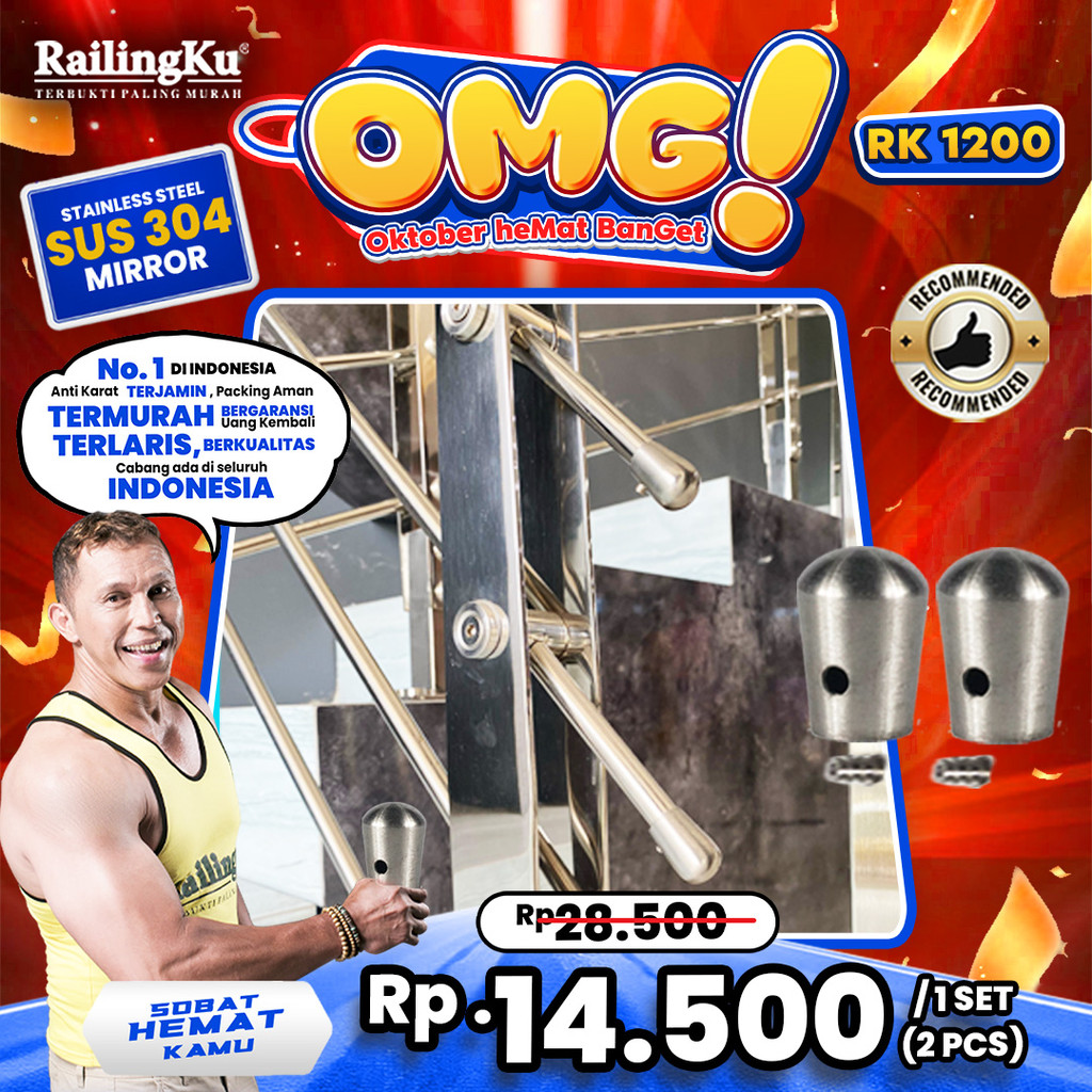 Jual Railingku Aksesoris Railing Tutup Pipa Pagar 1/2 Inch Stainless ...