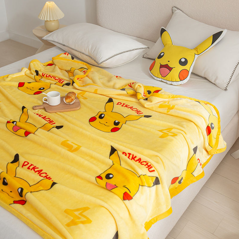 Jual Pokemon Pikachu Eevee Coral Velvet Blanket Office Nap Blanket ...