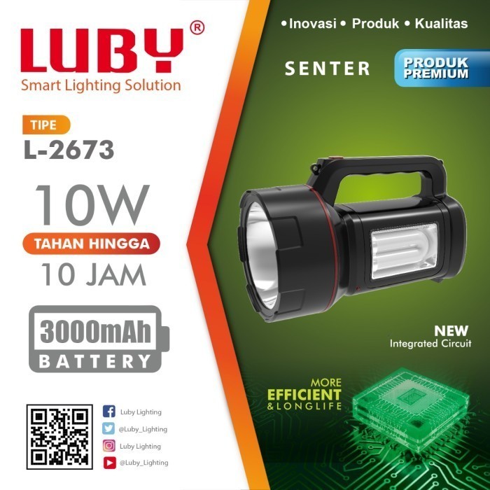 Jual Senter cas LUBY L2673 senter besar 2in1 LED RECHARGEABLE HANDLIGHT ...