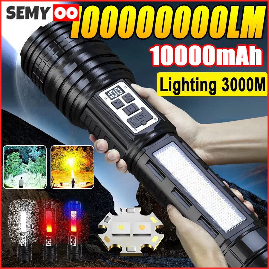 Jual SEMYOO Senter LED 100000 Lumens/Senter Zoom Type C Rechargeable ...