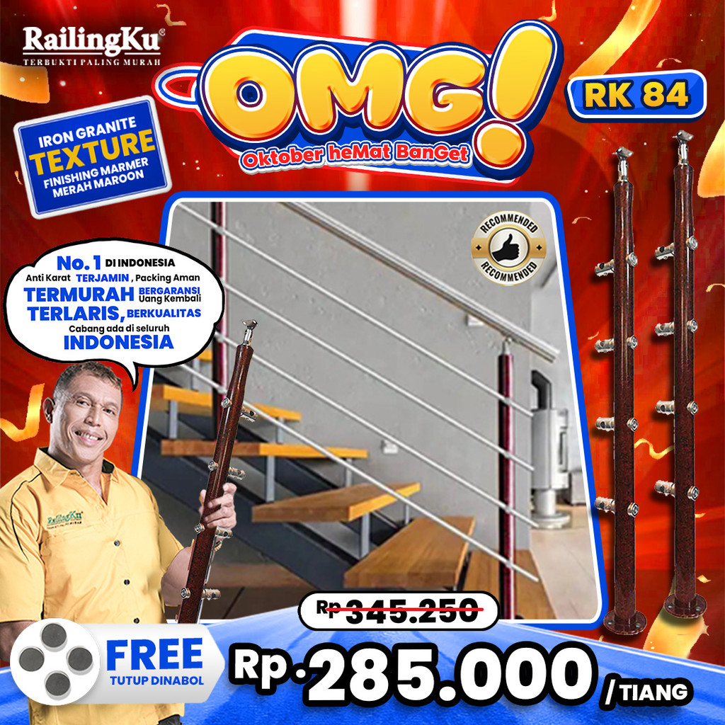 Jual Railing Tangga Stainless Maroon Marble Texture Railingku [OMG!] RK ...