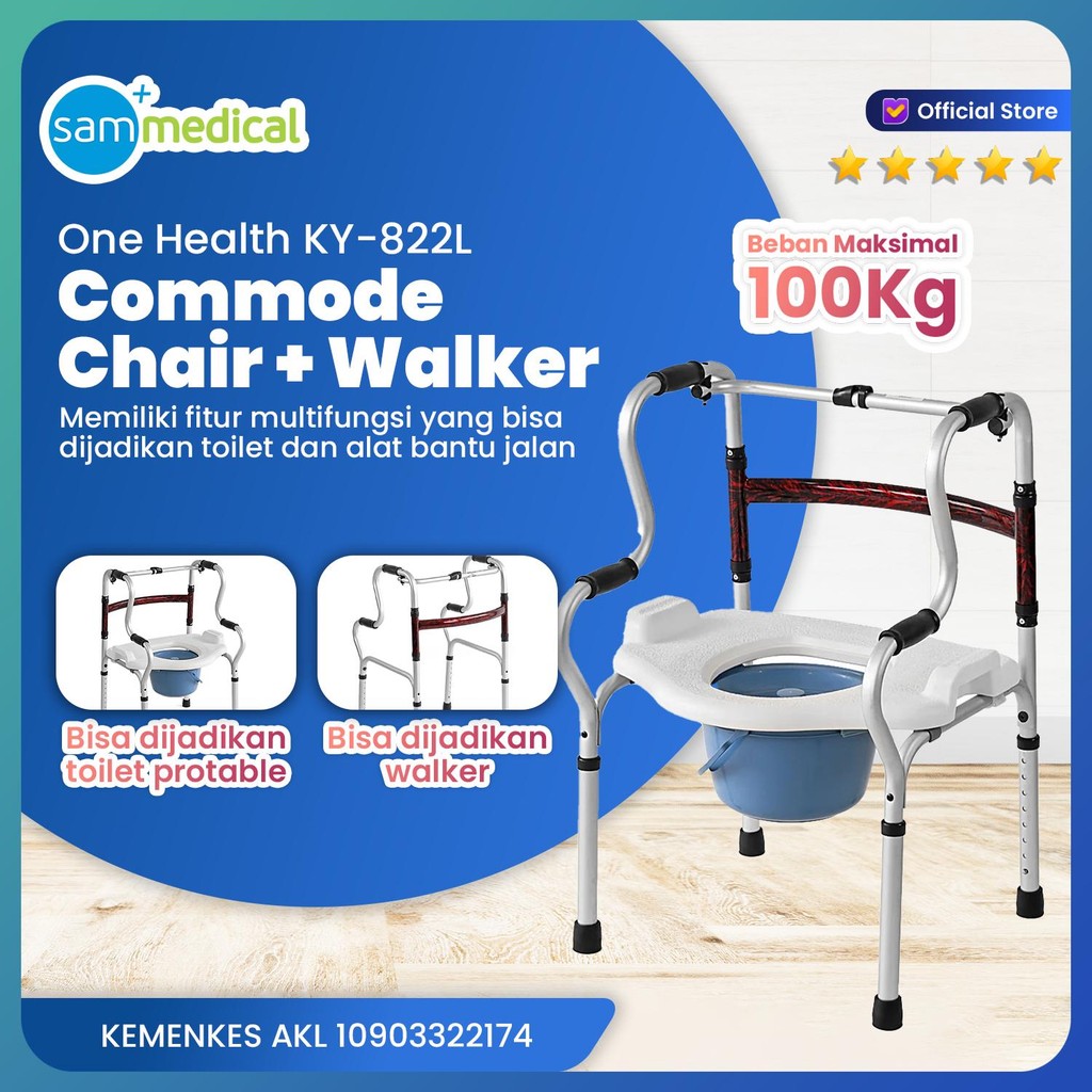 Jual Onehealth Shower Commode Walker 5 in 1 KY/DY822L / Alat Bantu ...