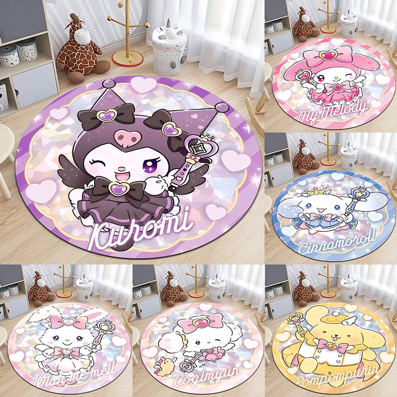 Jual MINISO Sanrio Cartoon Kuromi My Melody Pochacco Print Round Rugs ...