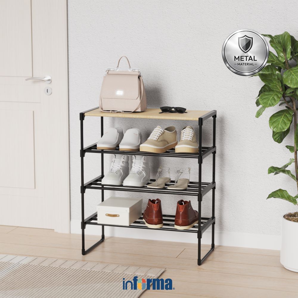 Jual Informa Ichi Rak Sepatu 4 tingkat 60x30x71 cm - Hitam Shoe Rack ...