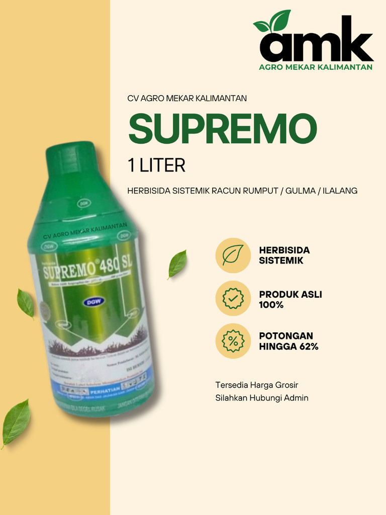 Jual Supremo Herbisida Racun Rumput/Gulma/Ilalang Efektif 1 Liter ...