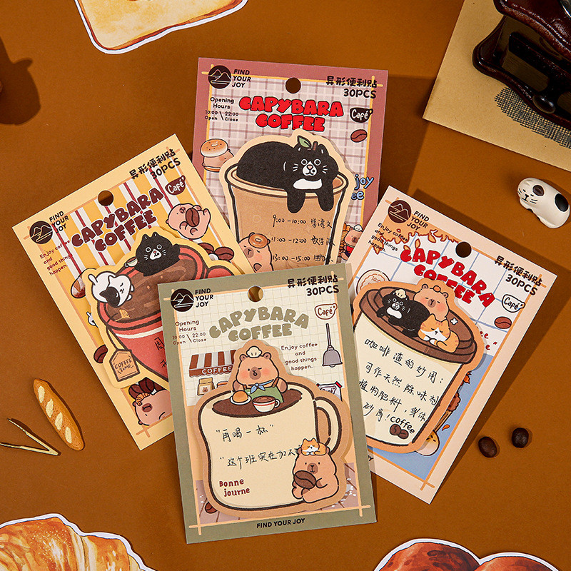 Jual Capibara Cute Memo Pad Set Cafe Theme Capybara Sticky Notes Set ...