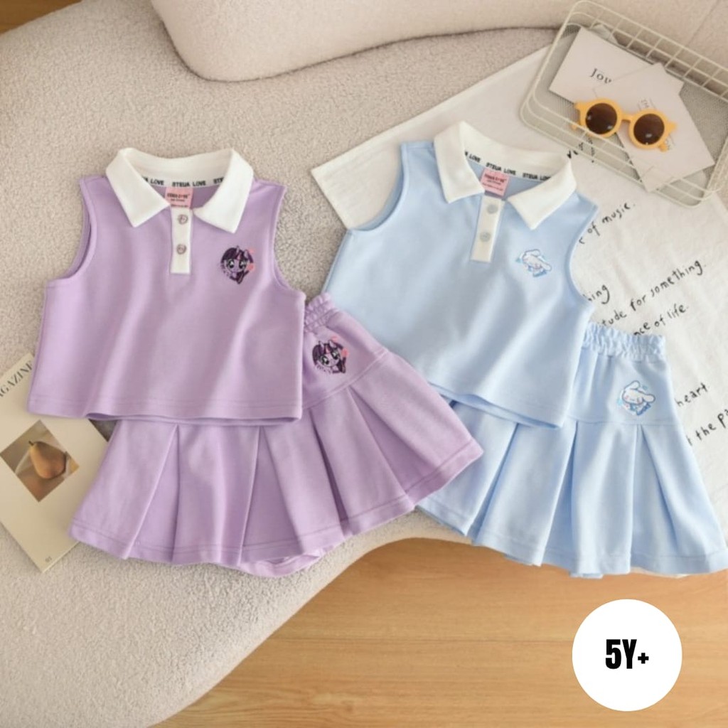 Jual ( SET1332 / SET1333 ) Setelan set kaos polo shirt celana rok skort ...
