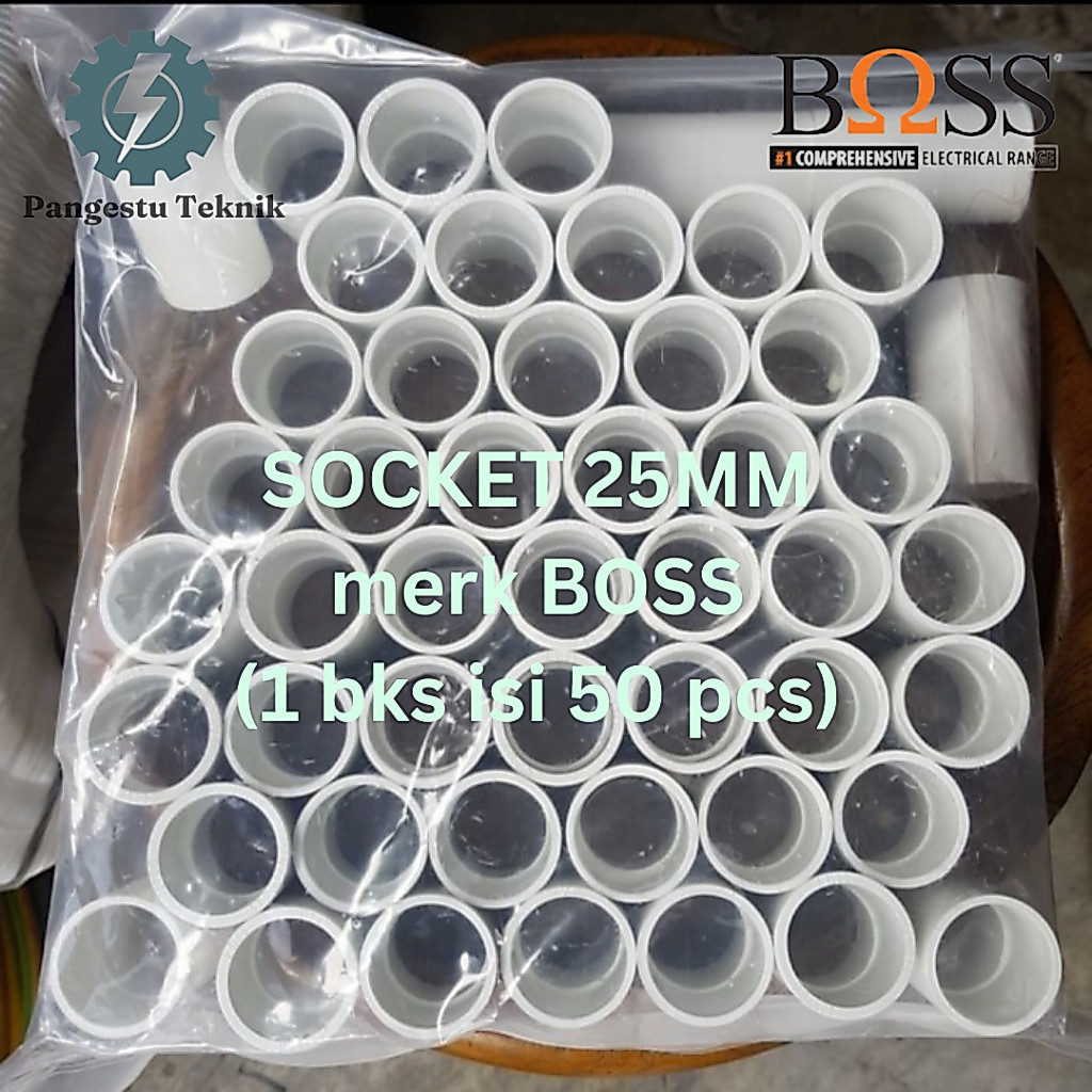 Jual Socket Soket pipa conduit BOSS 25 mm | 1 bungkus isi 50 pcs ...