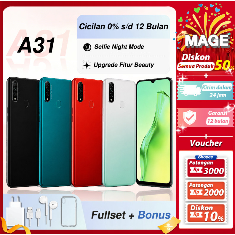 OPPO A31 RAM 8GB ROM 256GB 4230mAh 6.5 Inch 4G LTE HP Android Fullset Original Garansi 1 Tahun