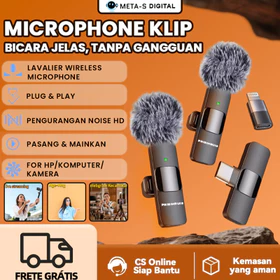 Mic Wireless Clip On Microphone Content Creator Mikrofon Lavalier HP Plug Play Bluetooth W13