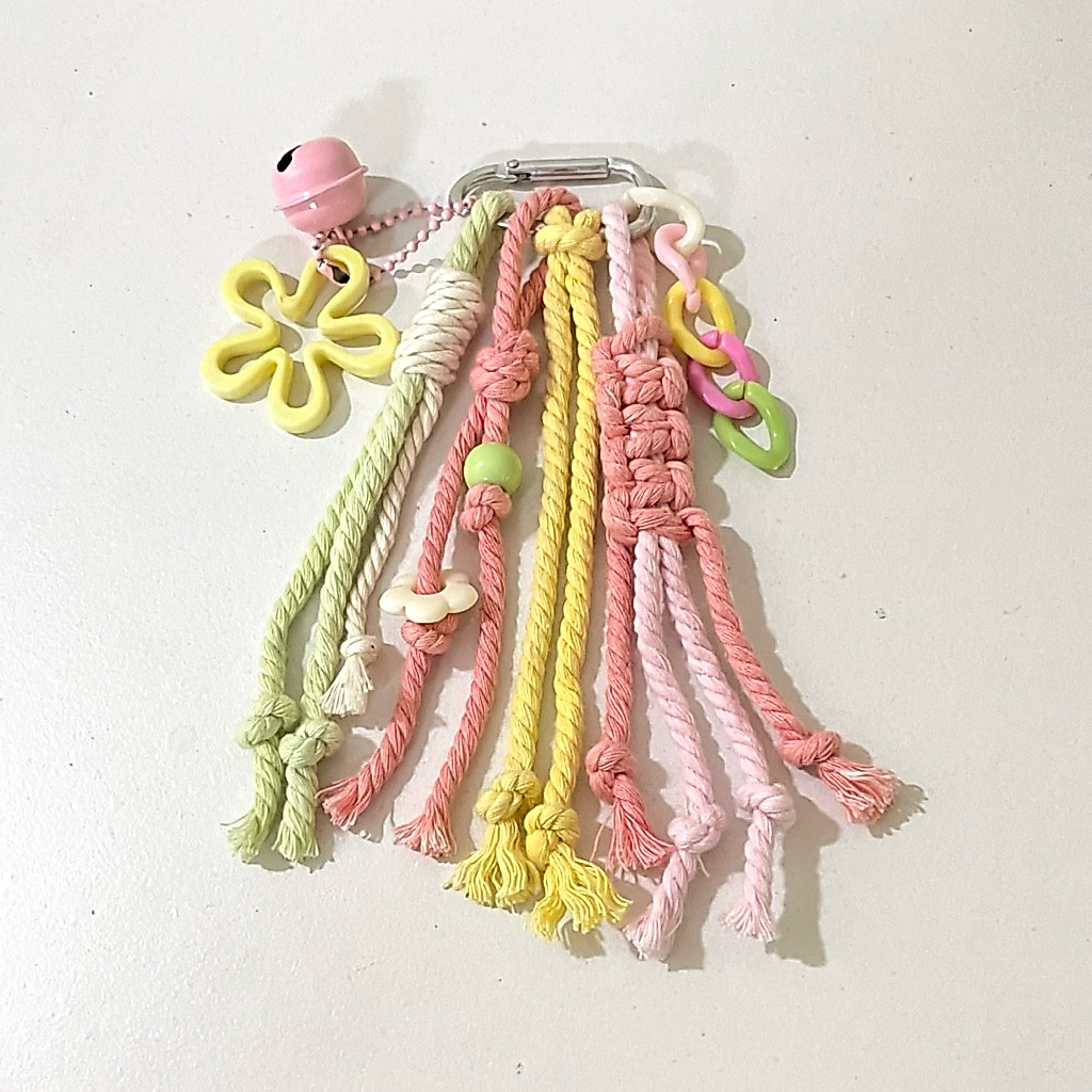 PROMO! Bag Charm Macrame Keychain Lucu Gantungan Kunci Macrame Pita  Cantolan Tas Aesthetic