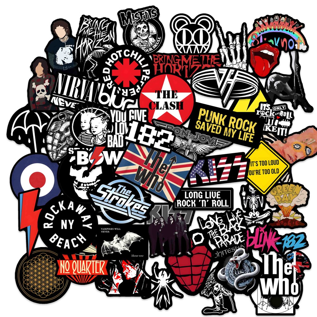 Jual STIKER ROCK BAND HITAM 50 PCS ST106 ROCK BAND STICKER | Shopee ...