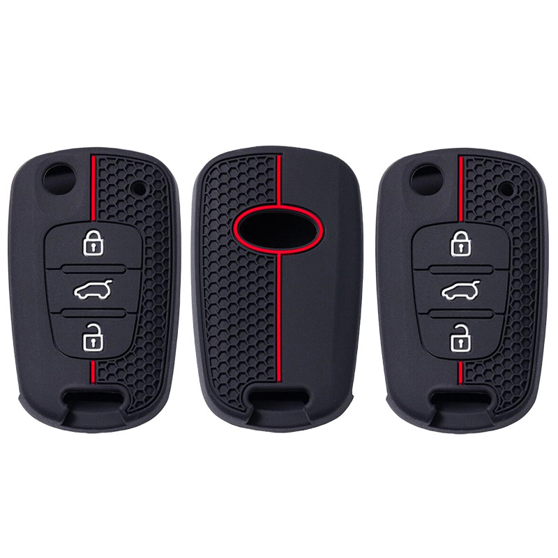 Mt-key White Silicone Flip Key Cover Case For Hyundai I30, Ix20, Ix35, Kia Soul, Sportage