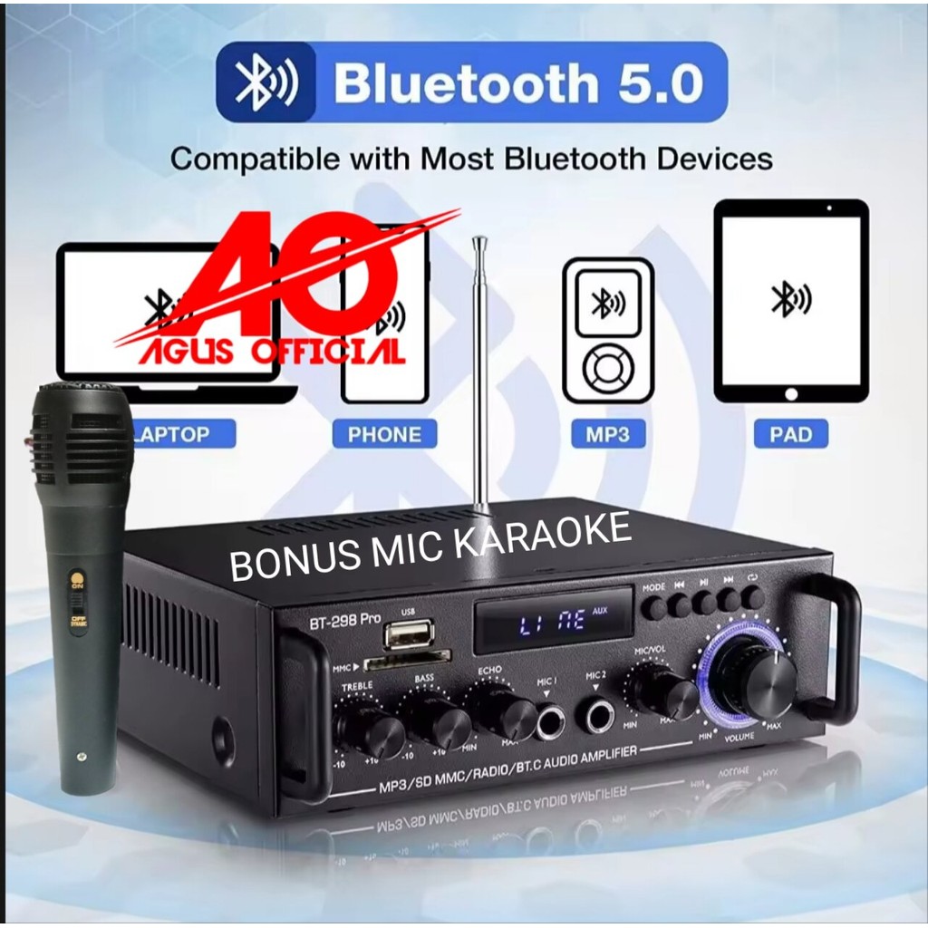 Jual COD NEWW PAKET AMPLIFIER BLUETOOTH 198B PRO + MIC KARAOKE SIAP ...