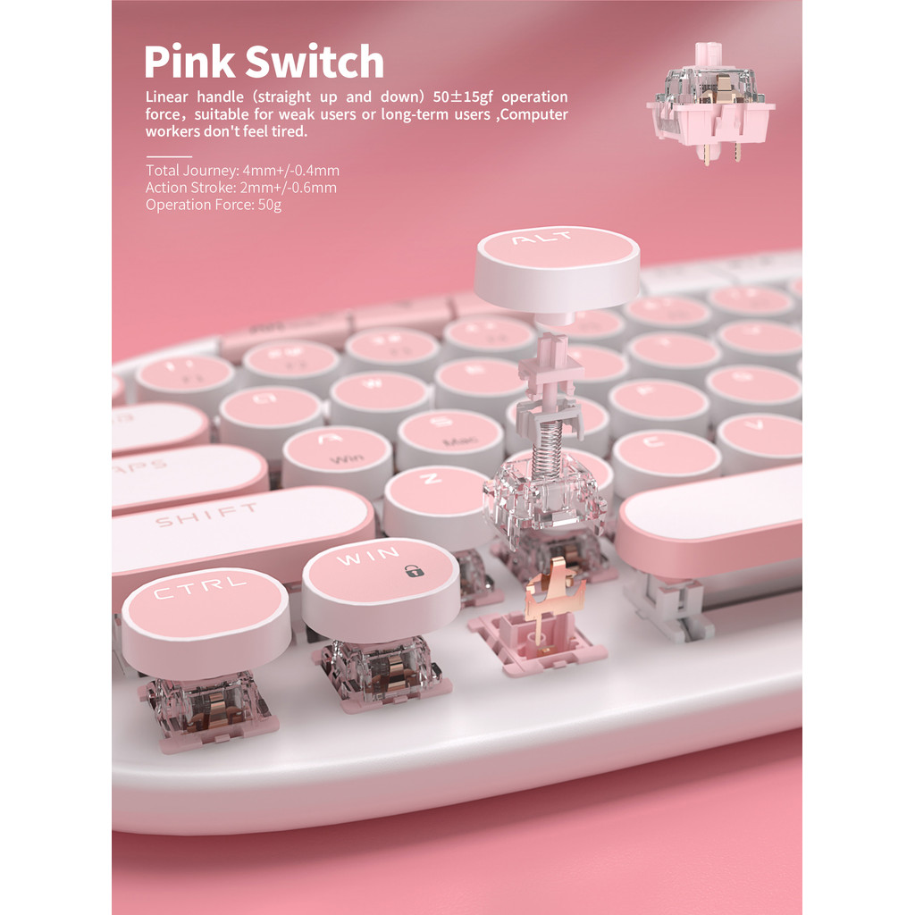 Jual RK ROYAL KLUDGE ROUND Retro Punk Meanical Keyboard 2.4G Wireless ...