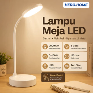 Lampu Meja LED 3 Warna USB Rechargeable 120Jam