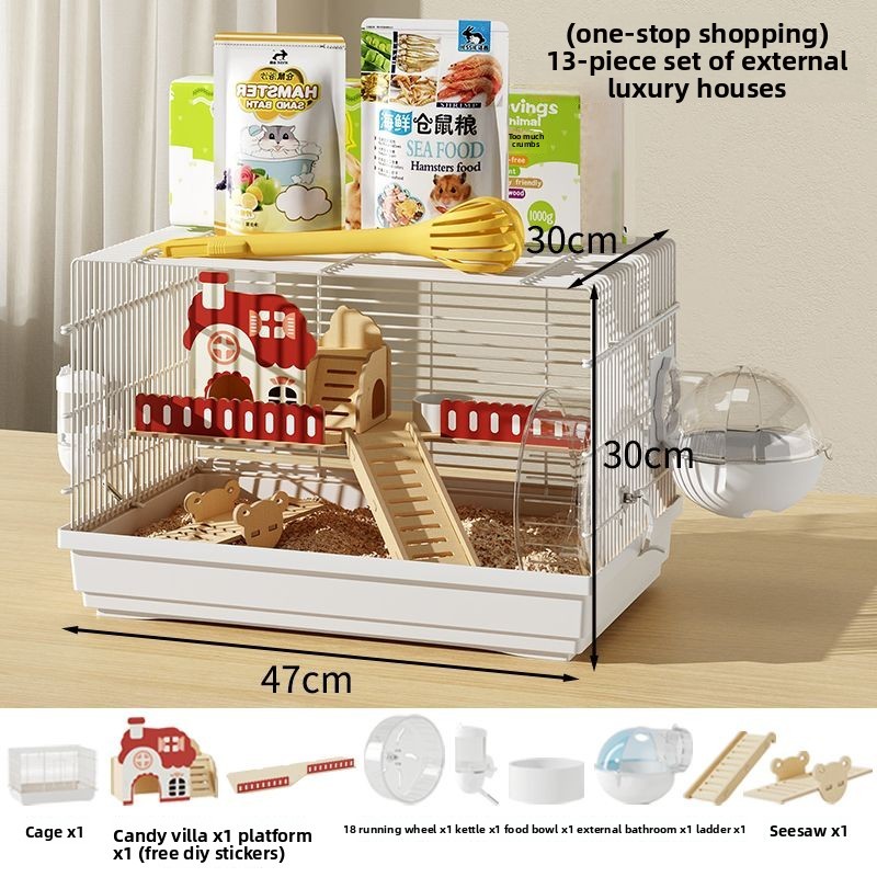 Image showcasing Jual Large Hamster Cage with Accessories Deluxe 2-Tier Villa Habitat ...
