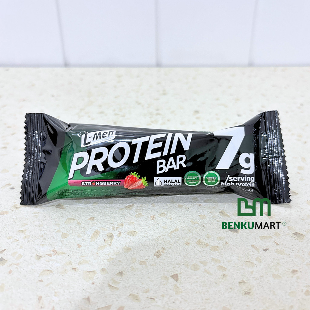 Jual L-Men Protein Bar Strongberry (20 gr) - Camilan Rendah Lemak ...