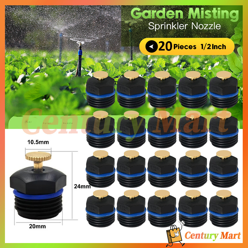 CM 20pcs Sprinkler Taman Adjustable 1/2" Drat Luar - Sprayer Alat Siram untuk Irigasi Kebun dan Pertanian, Bahan Metal Tahan Lama